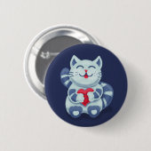 Niedliche Katze Blaue Valentine Kinder Button (Vorne & Hinten)