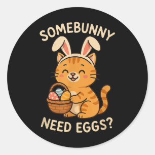 Niedliche Katze Bunny Ears Somebunny Neeger Funny Runder Aufkleber