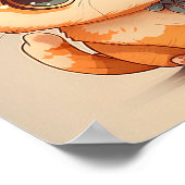 Niedliche Katze Cartoon sitzend und Blick auf die  Poster (Ecke)