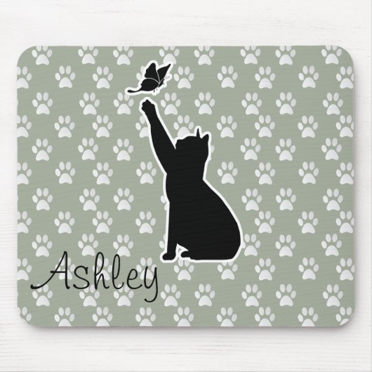 Niedliche Katze Chasing A Schmetterling Paws Muste Mousepad (Vorne)
