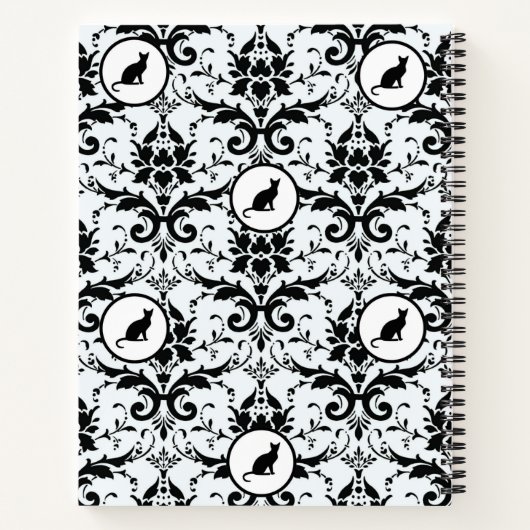 Niedliche Katze Damask Personalisierte Polka Dots Notizblock (Rückseite)
