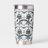 Niedliche Katze Damask Personalisierte Polka Dots Thermobecher (Rechts)