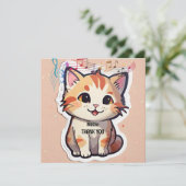 Niedliche Katze Dankeskarte (Stehend Vorderseite)
