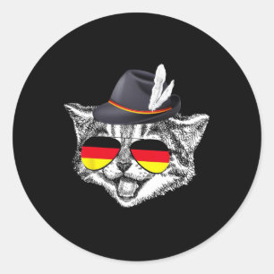 Niedliche Katze Deutsches Flaggenfest Deutschland Runder Aufkleber