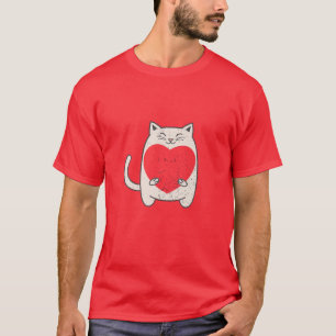 Niedliche Katze, die einen Herzinfarkt am V-Tag hä T-Shirt