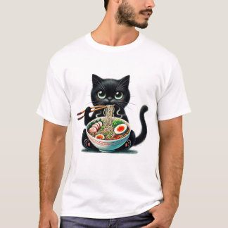 Niedliche Katze, die gerne Ramen isst T-Shirt