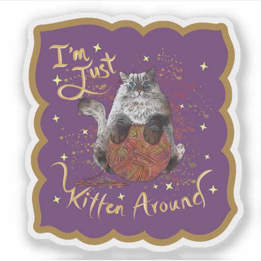 Niedliche Katze, die ich nur um den Aufkleber kitz (Vorderseite)