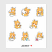 Niedliche Katze, die kawaii-Aufkleber fressen Aufkleber (Blatt)
