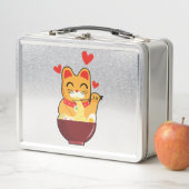 niedliche Katze, die Ramen Noodles isst, Katzen Li Metall Brotdose (Beispiel)