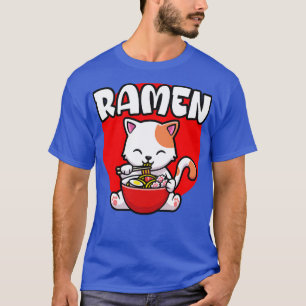 Niedliche Katze, die Ramen Noodles isst T-Shirt