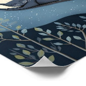 Niedliche Katze, die unter dem Mond und den Sterne Poster (Ecke)