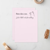 Niedliche Katze, die "Verzeihung" frage, rosa Mitteilungskarte (Vorderseite/Rückseite Beispiel)
