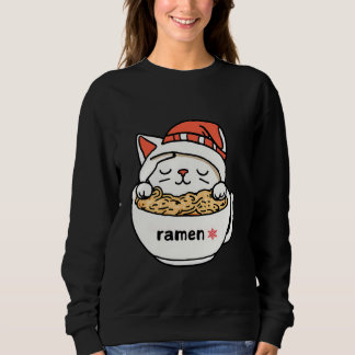 niedliche Katze, die Weihnachten trägt und Ramen i Sweatshirt
