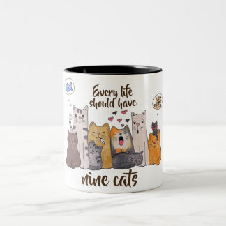 Niedliche Katze Doodle| jedes Leben sollte neun Zweifarbige Tasse