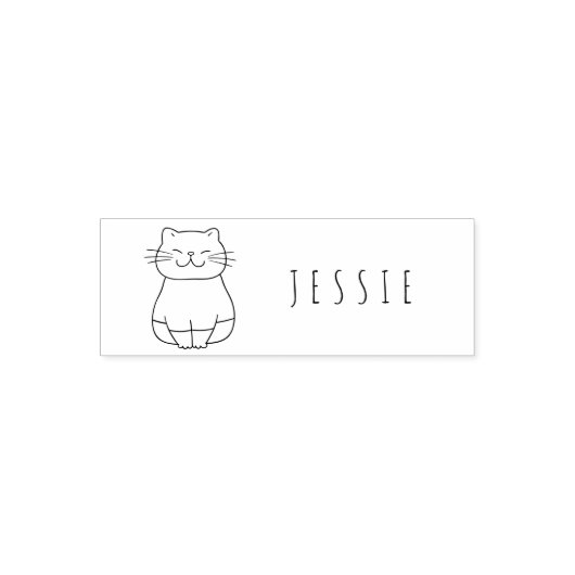 Niedliche Katze Doodle Kinder Personalisierter Nam Permastempel (Design)