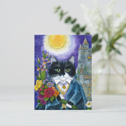 Niedliche Katze Dracula Vampire Nosferatu Hallowee Postkarte (Stehend Vorderseite)