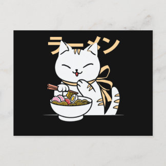 Niedliche Katze Eating Ramen | Geschenk für Katzen Postkarte