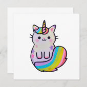 Niedliche Katze Einhorn Regenbogen Einladung (Vorne/Hinten)