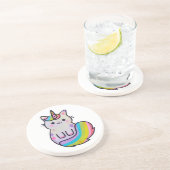 Niedliche Katze Einhorn Regenbogen Getränkeuntersetzer (Seite)