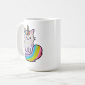 Niedliche Katze Einhorn Regenbogen Kaffeetasse (Vorderseite Links)