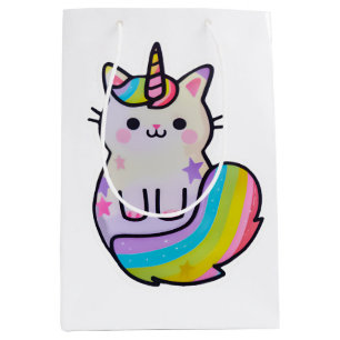 Niedliche Katze Einhorn Regenbogen Mittlere Geschenktüte