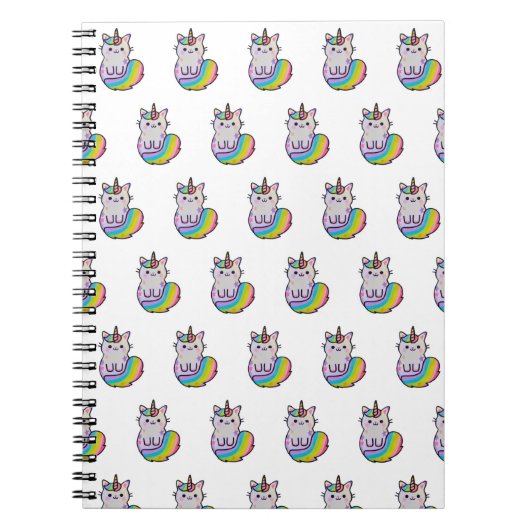 Niedliche Katze Einhorn Regenbogen Notizblock (Vorderseite)