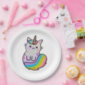 Niedliche Katze Einhorn Regenbogen Pappteller (Party)
