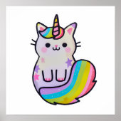 Niedliche Katze Einhorn Regenbogen Poster (Vorne)