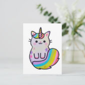 Niedliche Katze Einhorn Regenbogen Postkarte (Stehend Vorderseite)