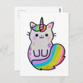 Niedliche Katze Einhorn Regenbogen Postkarte (Vorne/Hinten)