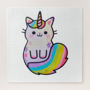 Niedliche Katze Einhorn Regenbogen Puzzle