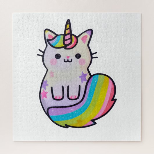 Niedliche Katze Einhorn Regenbogen Puzzle (Vertikal)