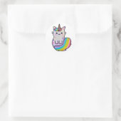 Niedliche Katze Einhorn Regenbogen Runder Aufkleber (Tasche)