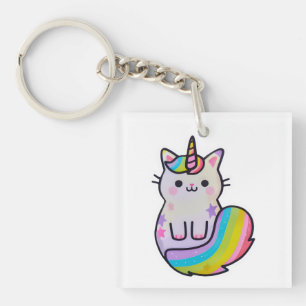 Niedliche Katze Einhorn Regenbogen Schlüsselanhänger