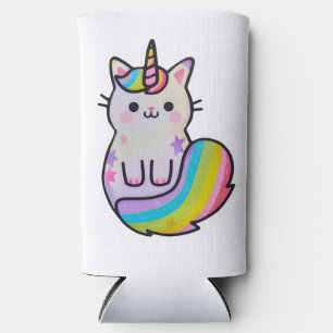 Niedliche Katze Einhorn Regenbogen Selters Dosenkühler