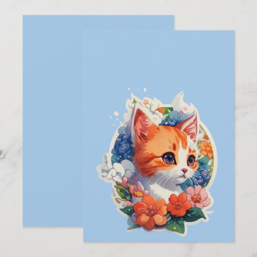 niedliche Katze Einladung (Vorne/Hinten)