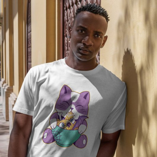 Niedliche Katze Eisst Halloween Ramen T-Shirt