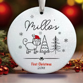 Niedliche Katze Erste Weihnachtsbaumschneeflocken  Keramik Ornament