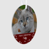 Niedliche Katze Erste Weihnachtsschneeflocken Foto Ornament (Vorderseite)