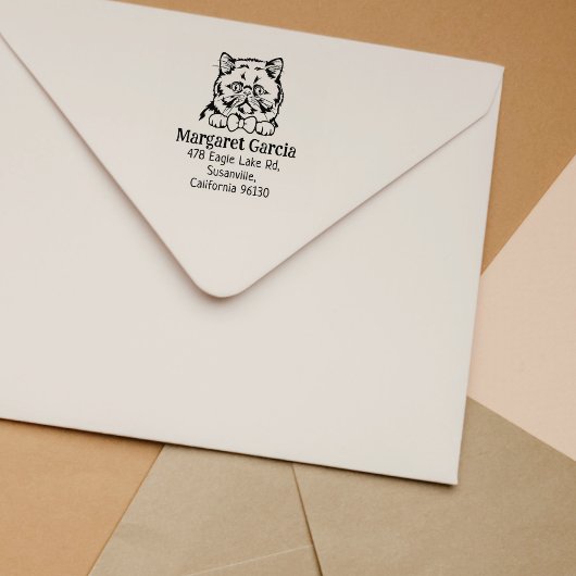 Niedliche Katze Exotische Rücksendeadresse Gummistempel