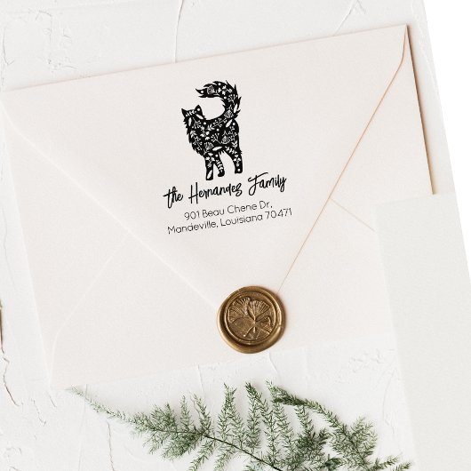 Niedliche Katze, familiäre Rücksendeadresse Gummistempel