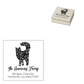 Niedliche Katze, familiäre Rücksendeadresse Gummistempel (Stempel)