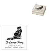 Niedliche Katze, familiäre Rücksendeadresse Gummistempel (Stempel)