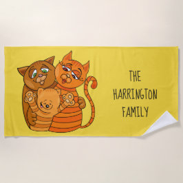 Niedliche Katze Familien individuelle Name und Far Strandtuch