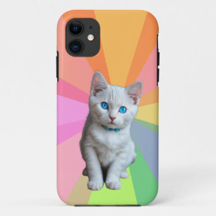 Niedliche Katze, farbiger Regenbogen Case-Mate iPhone Hülle