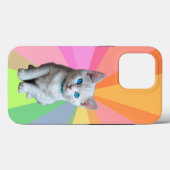 Niedliche Katze, farbiger Regenbogen Case-Mate iPhone Hülle (Rückseite (Horizontal))
