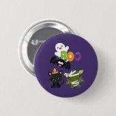 Niedliche Katze, Fledermäuse, Mama und Geist Button (Vorne & Hinten)