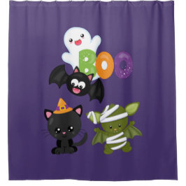Niedliche Katze, Fledermäuse, Mama und Geist Duschvorhang