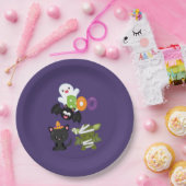 Niedliche Katze, Fledermäuse, Mama und Geist Pappteller (Party)
