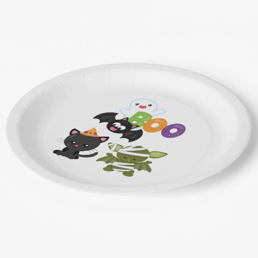 Niedliche Katze, Fledermäuse, Mama und Geist Pappteller (Schrägansicht)